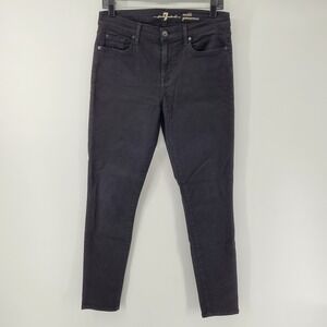 7 For All Mankind Gwenevere Ankle Jeans Womens 29 Black Skinny Low Rise Stretch